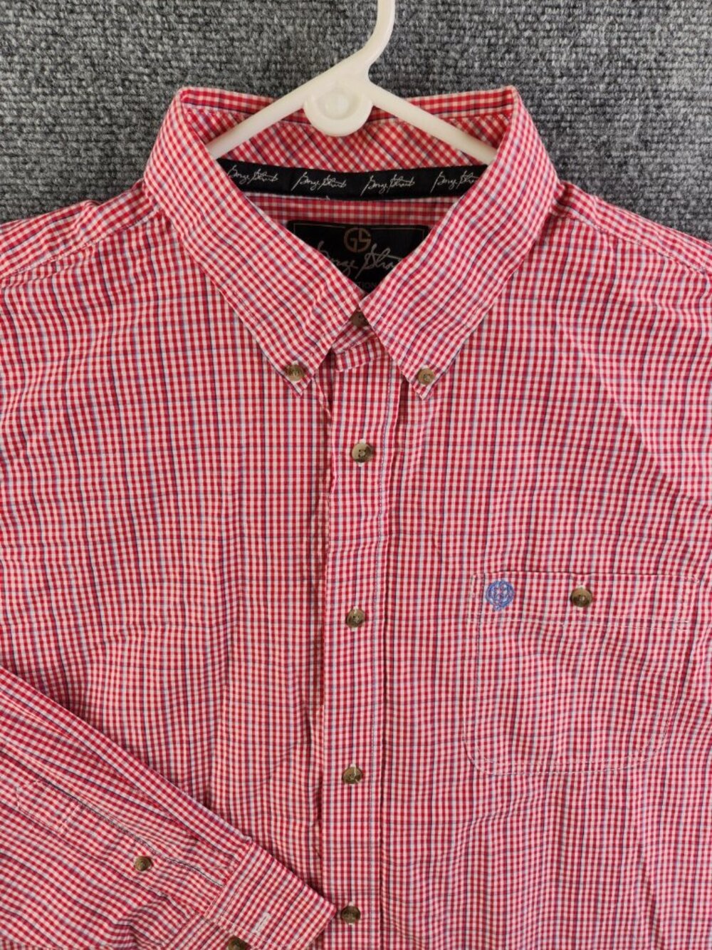 Wrangler George Strait Red Blue Check Long Sleeve Button Up Shirt Adult Men XXL